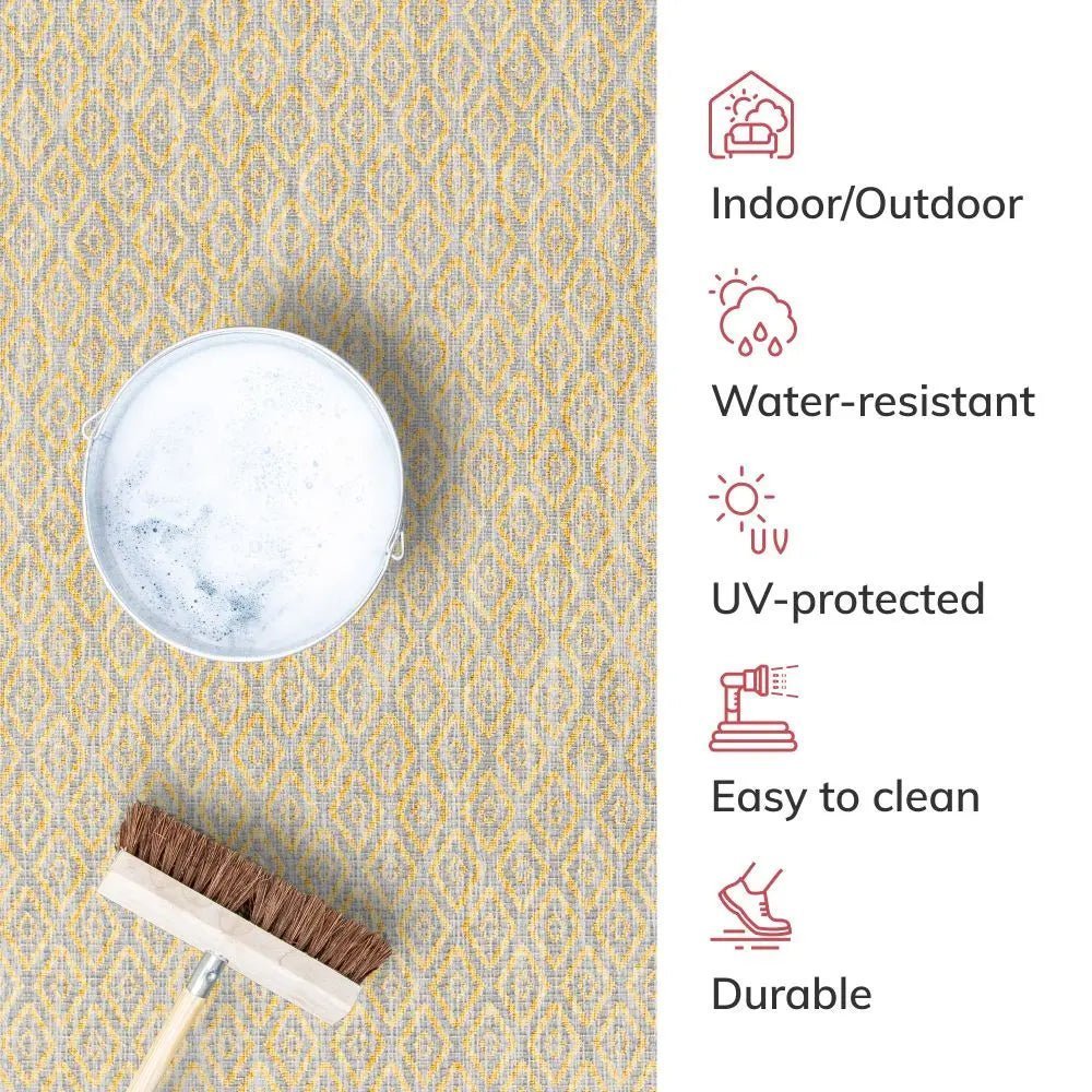 Sienna Modern Solid Pattern Yellow 5'3" x 7'3" Flat-Weave Indoor/Outdoor Rug Well Woven