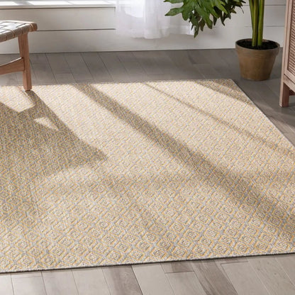 Sienna Modern Solid Pattern Yellow 5'3" x 7'3" Flat-Weave Indoor/Outdoor Rug Well Woven