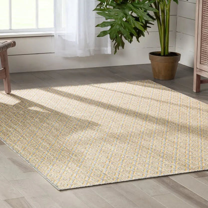 Sienna Modern Solid Pattern Yellow 5'3" x 7'3" Flat-Weave Indoor/Outdoor Rug Well Woven