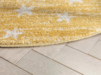 Stars Modern Geometric Yellow Kids Rug Well Woven