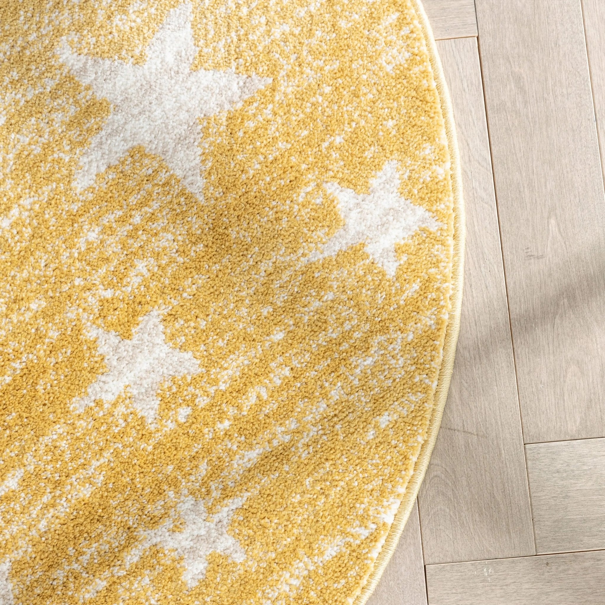 Stars Modern Geometric Yellow Kids Rug Well Woven