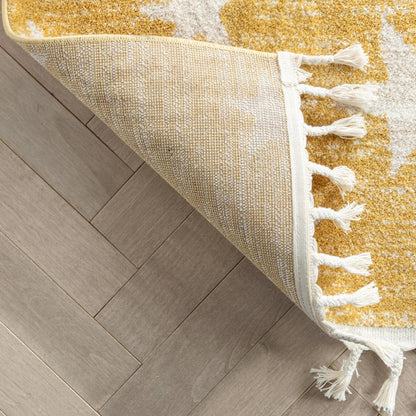 Stars Modern Geometric Yellow Kids Rug Well Woven