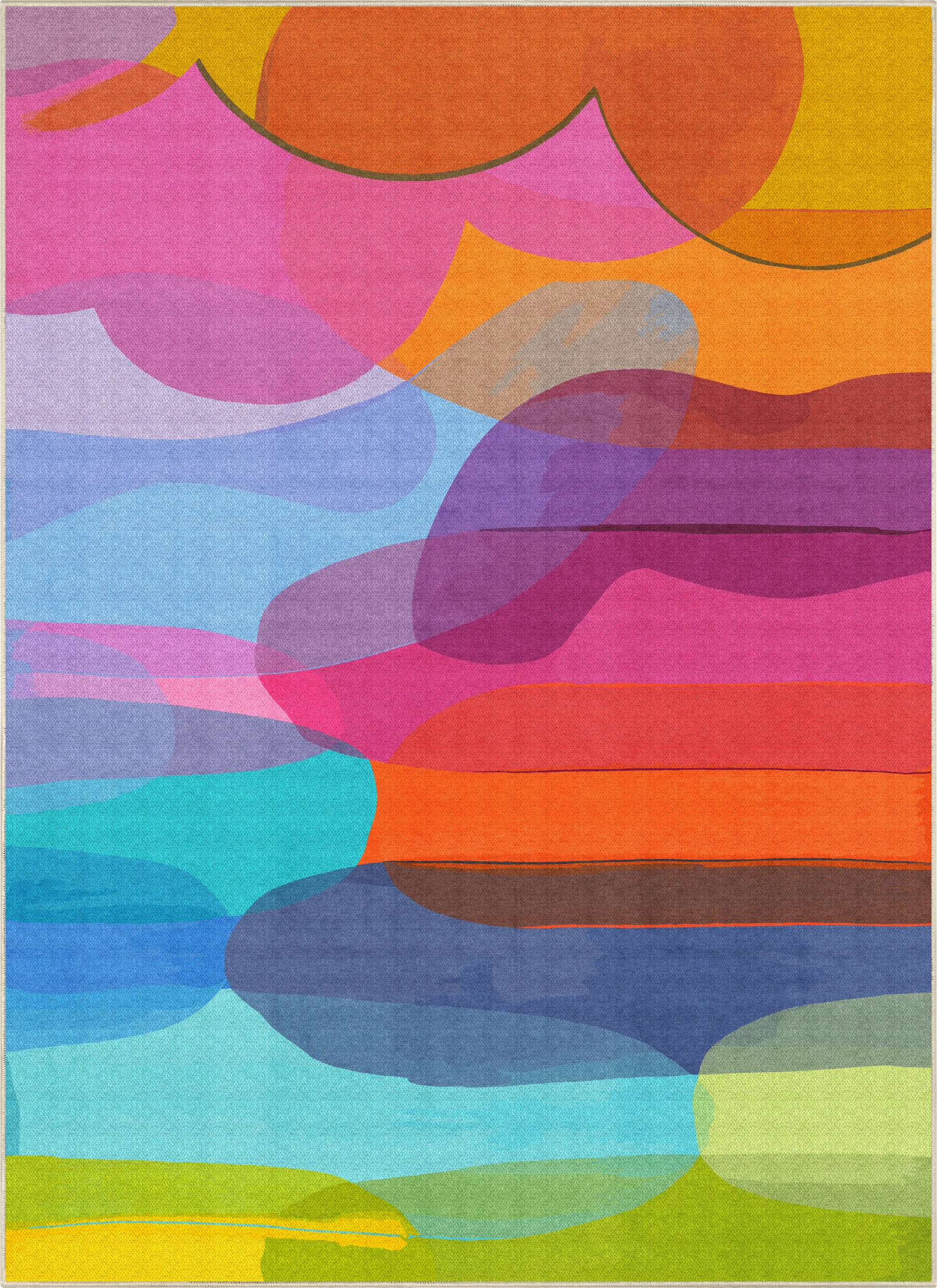Honey I'm Home low-pile area rug by Claire Desjardins, overhead view.
