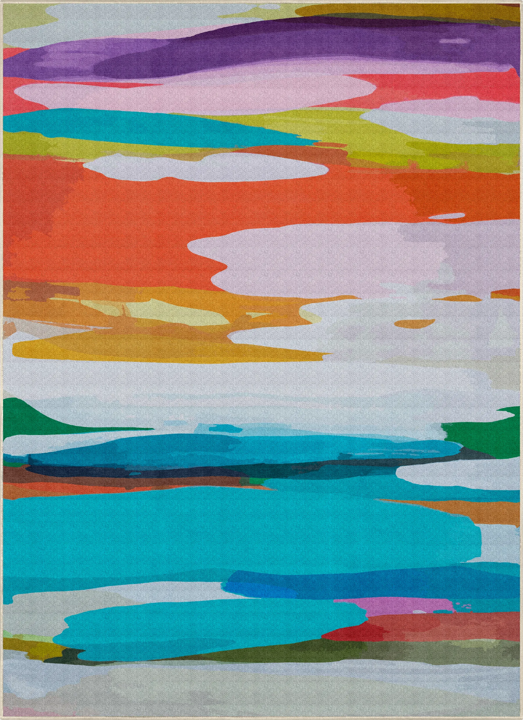 On Holiday low-pile area rug by Claire Desjardins, overhead view.