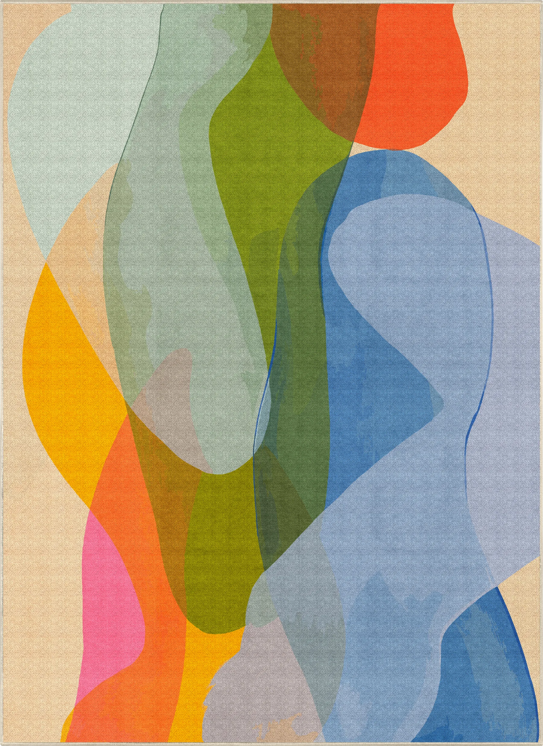 Late September low-pile area rug by Claire Desjardins, overhead view.