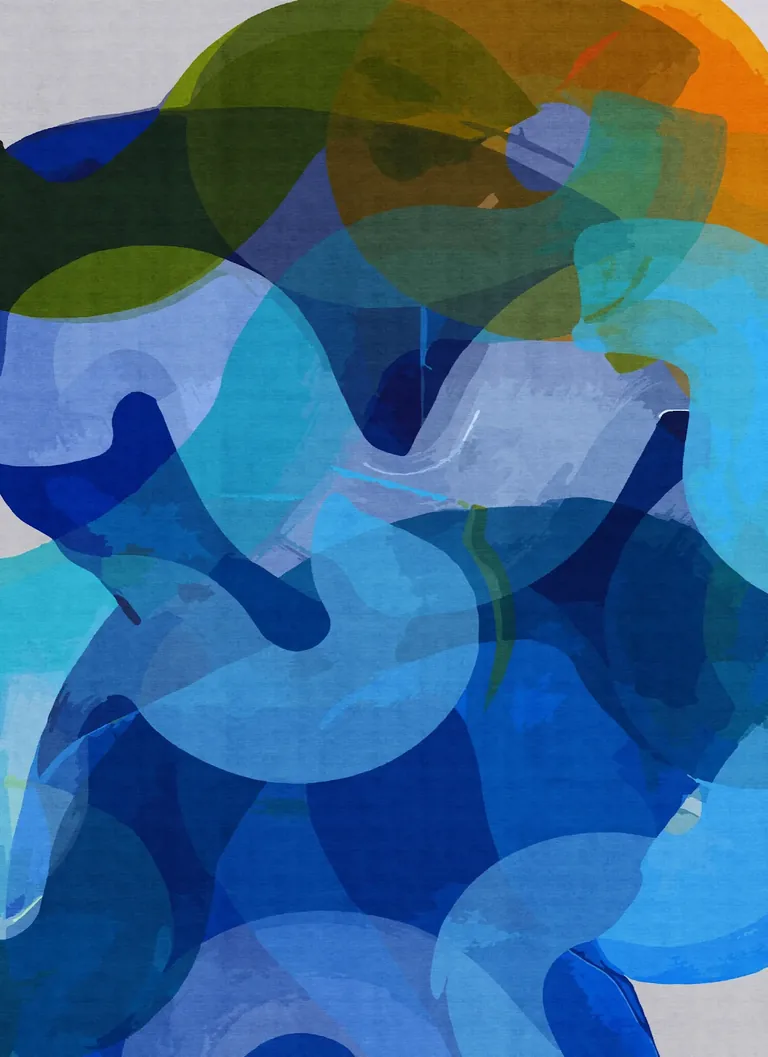 Don’t Overthink abstract rug artwork by Claire Desjardins.