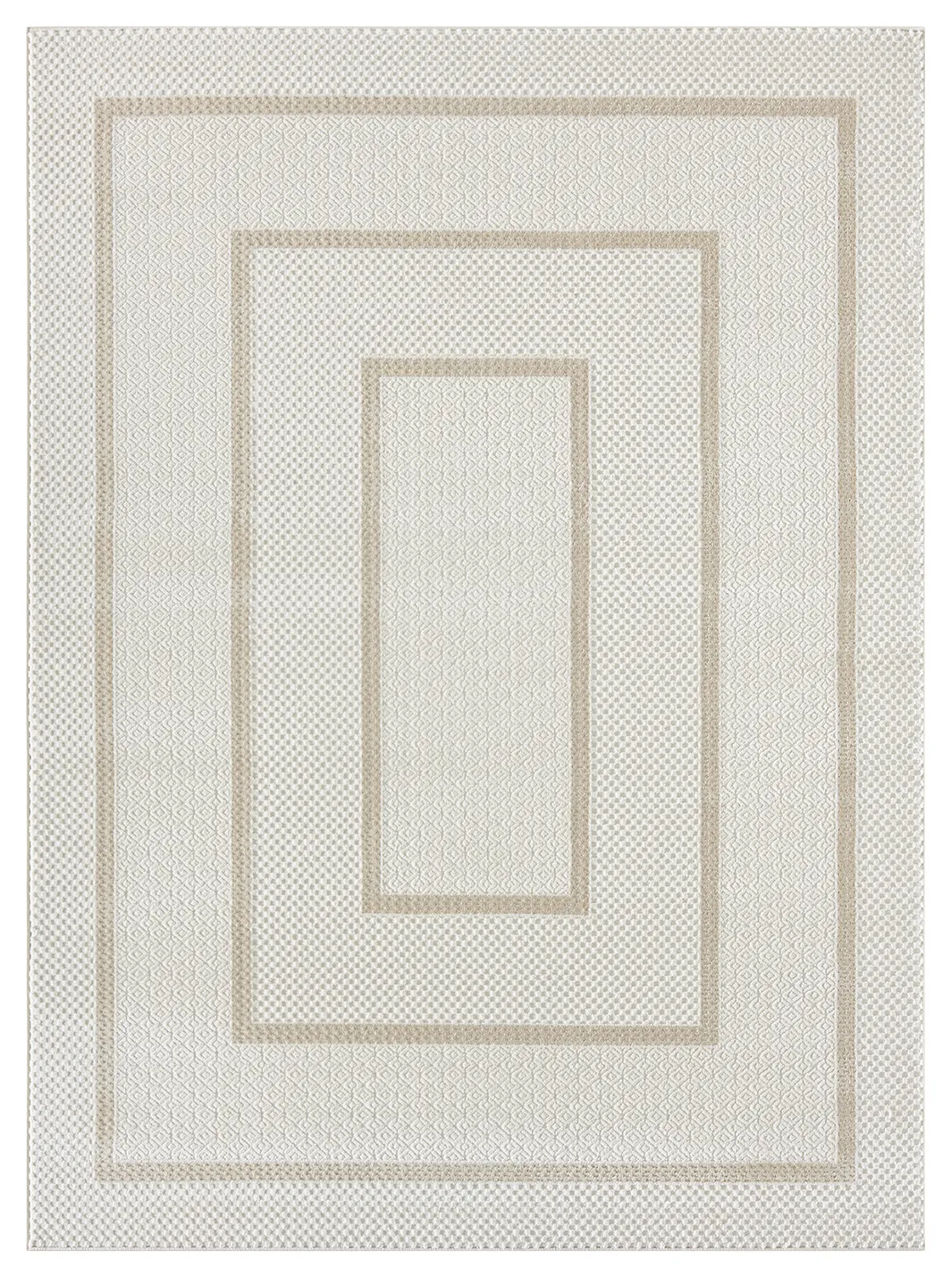Lafayette Frame ivory and cream bordered area rug, overhead view