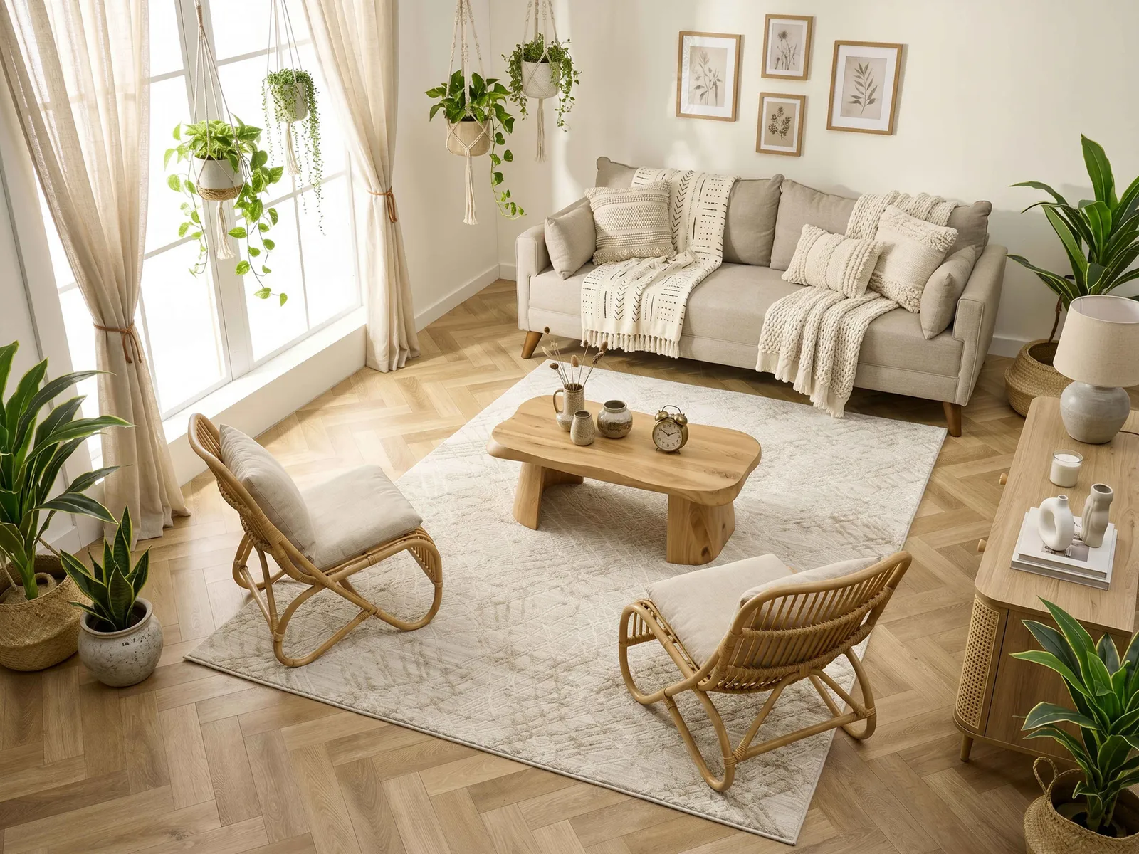 Lafayette Sterling rug in a warm, sunlit living room